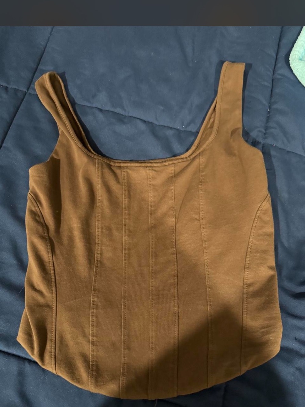 Express Body Contour Brown Scoop-Neck Tank Top